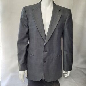 Kuppenheimer Gray Plaid Two-Button Blazer Mens Vintage Sport Coat Jacket 42L